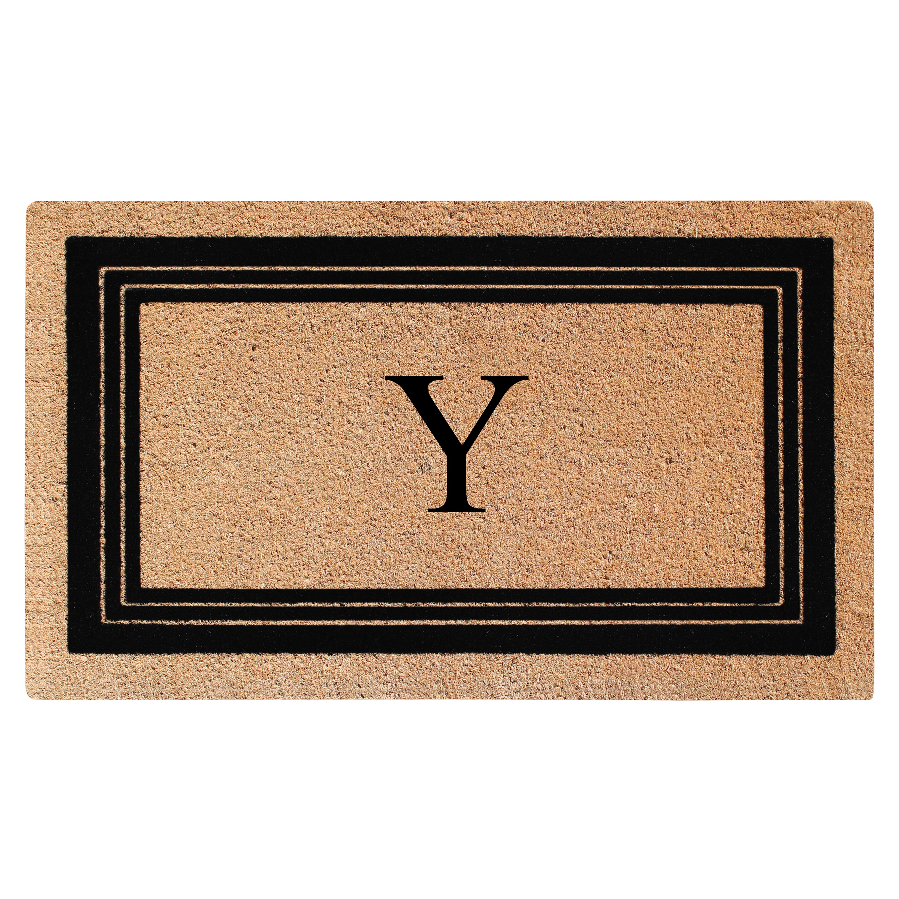 A1HC Personalized Monogrammed Coir Doormat 24" x 39" – Classic Border Coco Fiber Outdoor Front Door Mat