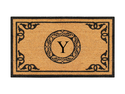 A1HC Natural Coir Door Mat 24x39, Anti-Shed Treated Durable Doormat for Outdoor Entrance Monogrammed
