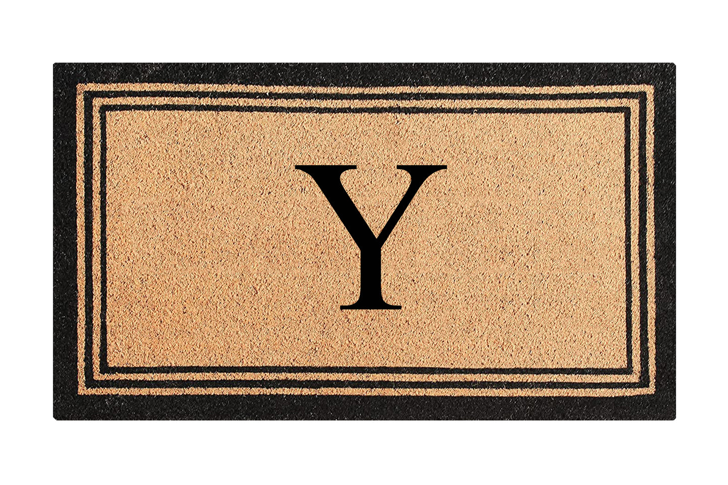 A1HC Personalized Monogram Coir Door Mat – Front Door Mat with Border Design, PVC Backing Outdoor Entryway Doormat