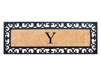 A1HC Rubber Coir Doormat For Outdoor Entrance, Anti-Shed Treated Front Door Mat 18x48, Monogrammed