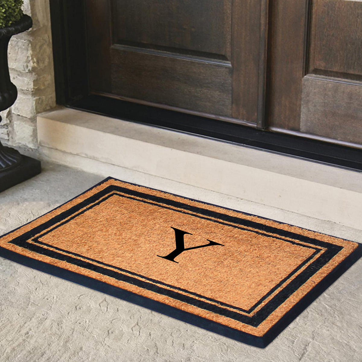 A1HC Personalized Monogram Rubber Coir Door Mat 30" x 48" – Custom Front Door Mat with Non-Slip Rubber Backing for Entryway, Porch & Patio