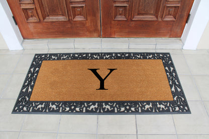 A1HC Natural Coir Monogrammed Outdoor Entrance Door Mat 30X60, Anti-Shed Treated Durable Doormat