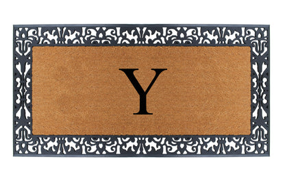 A1HC Natural Coir Monogrammed Outdoor Entrance Door Mat 30X60, Anti-Shed Treated Durable Doormat