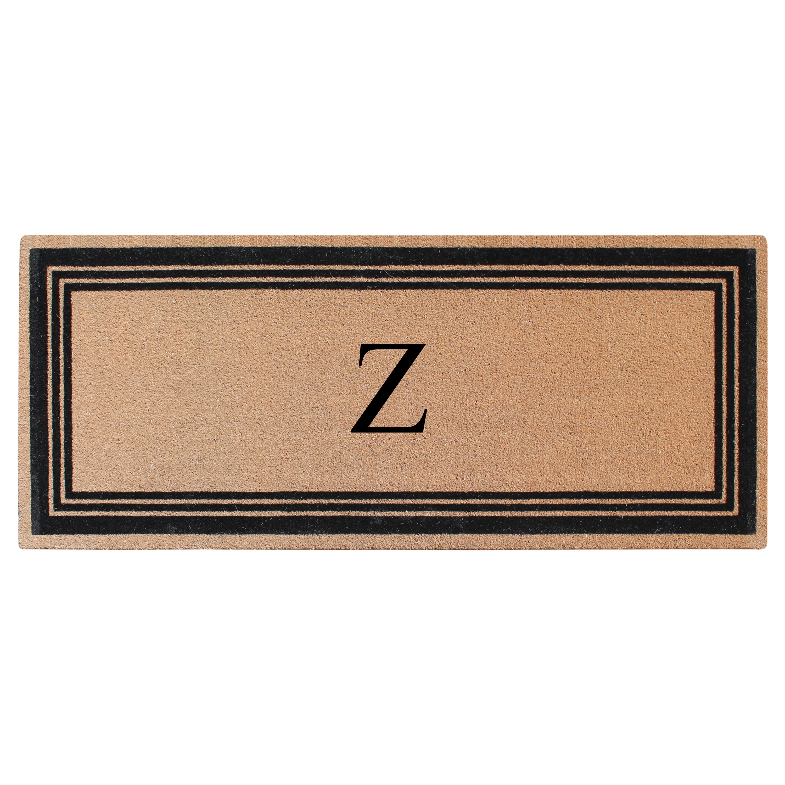 A1HC Personalized Monogrammed Coir Doormat – Classic Border Coco Fiber Outdoor Front Door Mat