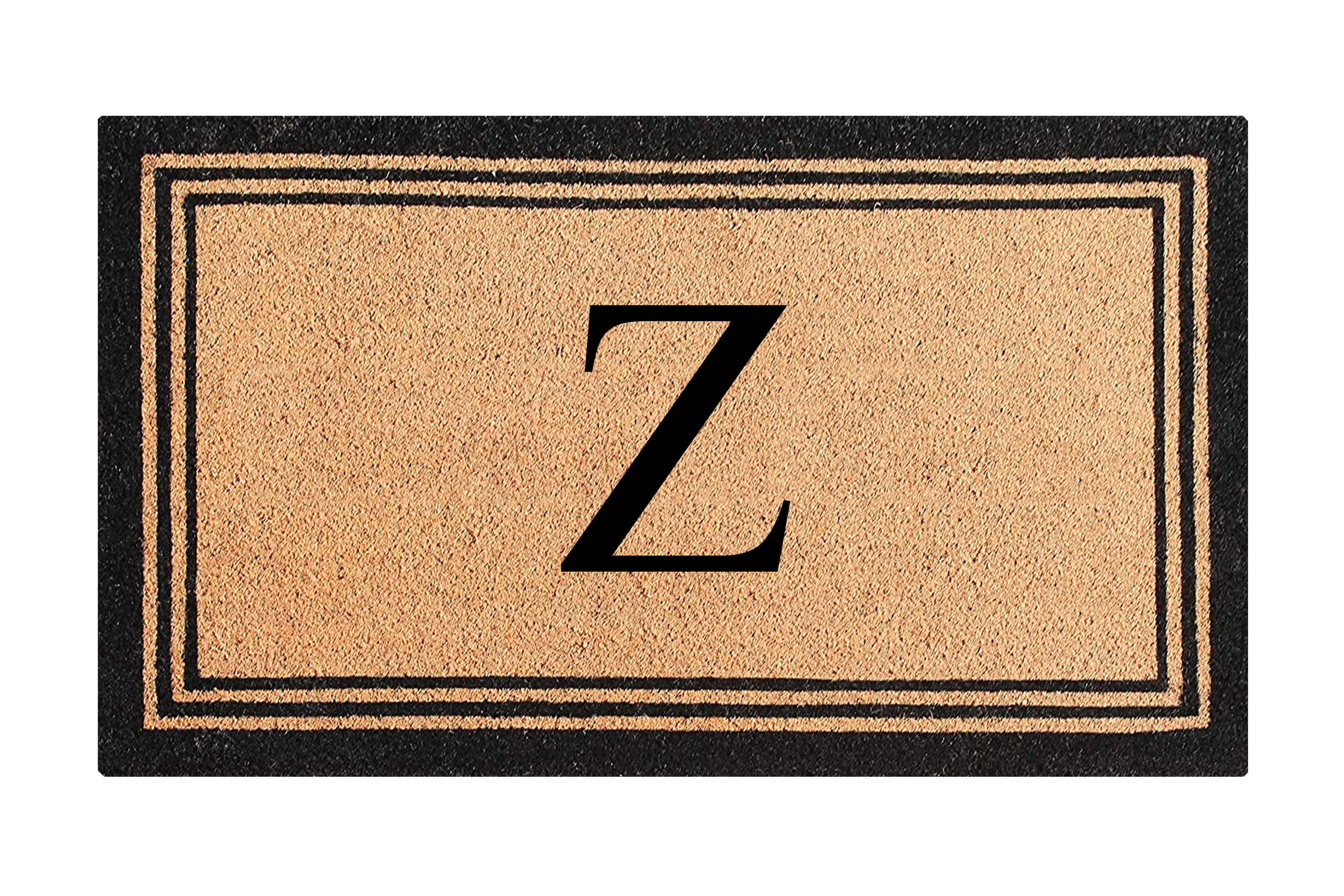 A1HC Natural Coir and PVC Backing Classic Border Monogrammed Door Mat, Anti-Shed Entry Doormat