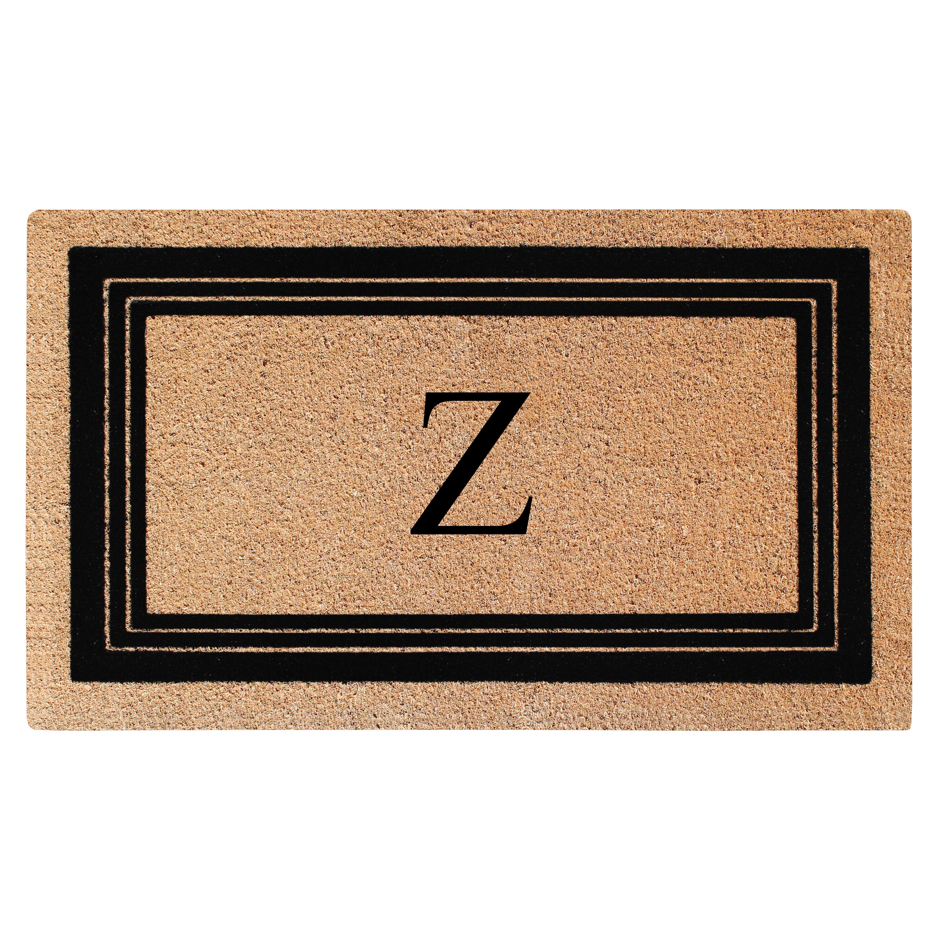 A1HC Personalized Monogrammed Coir Doormat 24" x 39" – Classic Border Coco Fiber Outdoor Front Door Mat
