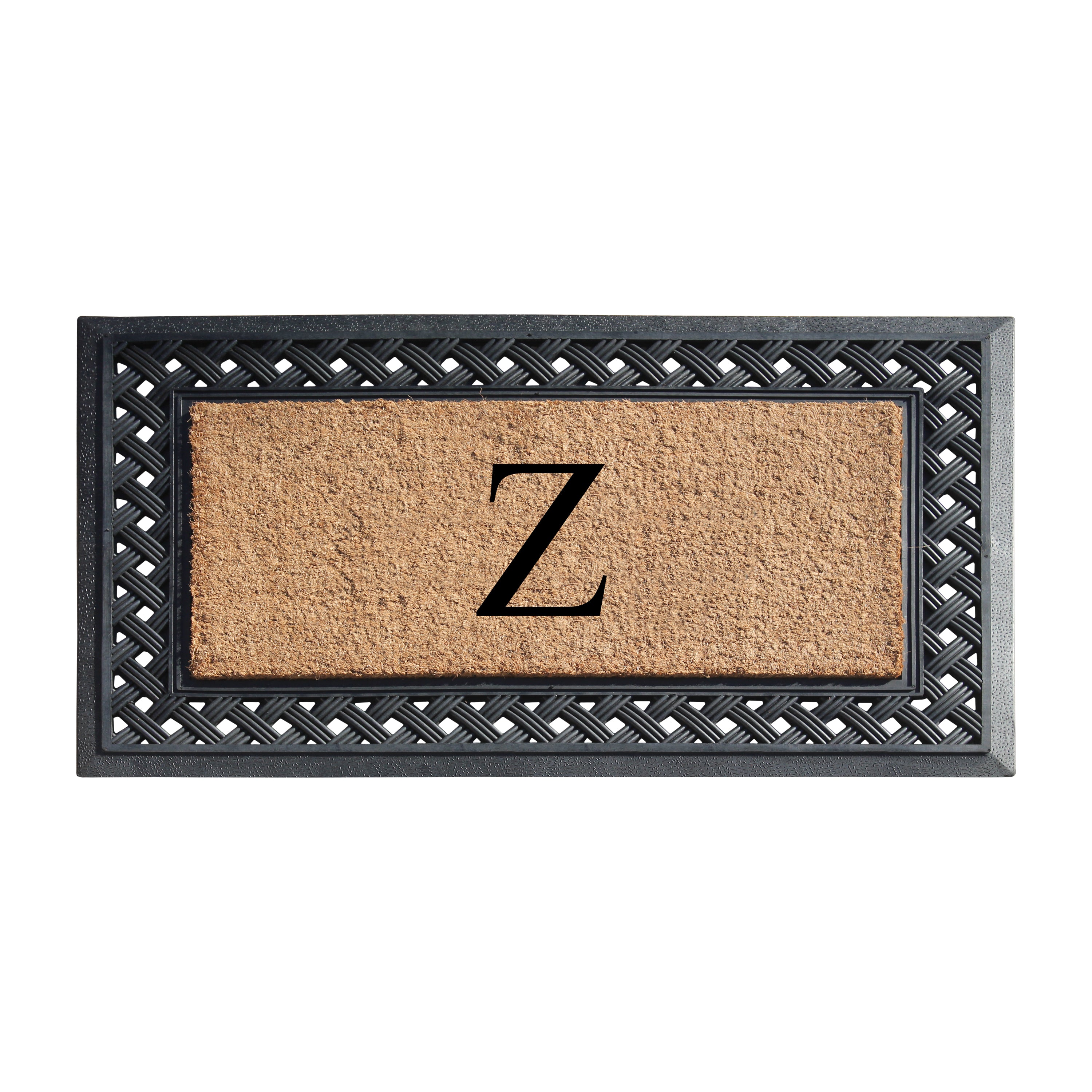 A1HC Personalized Monogram Coir Door Mat with Decorative Rubber Frame Outdoor Entry Mat 23" x 38"