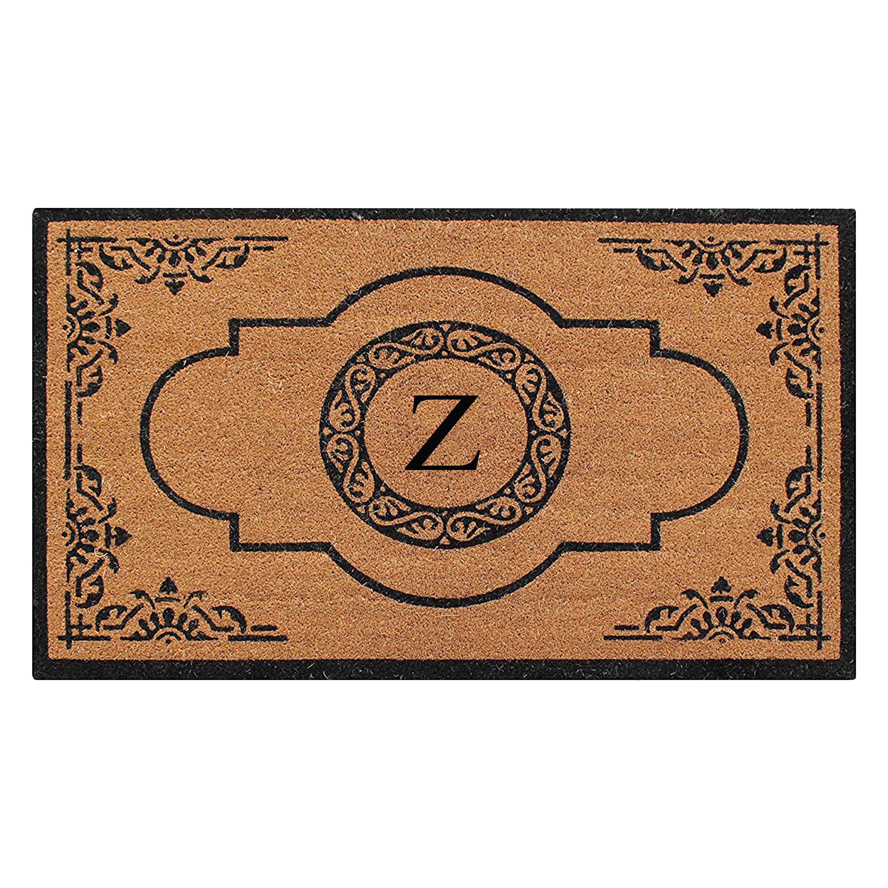 A1HC Personalized Monogram Coir Door Mat – Front Door Mat with Decorative Frame Design, PVC Backing Outdoor Entryway Doormat
