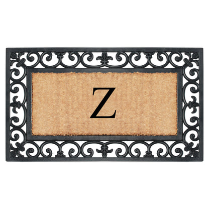 A1HC Natural Rubber & Coir 18x30, Monogrammed Doormat For Outdoor Entrance, Anti-Shed Treated Mat