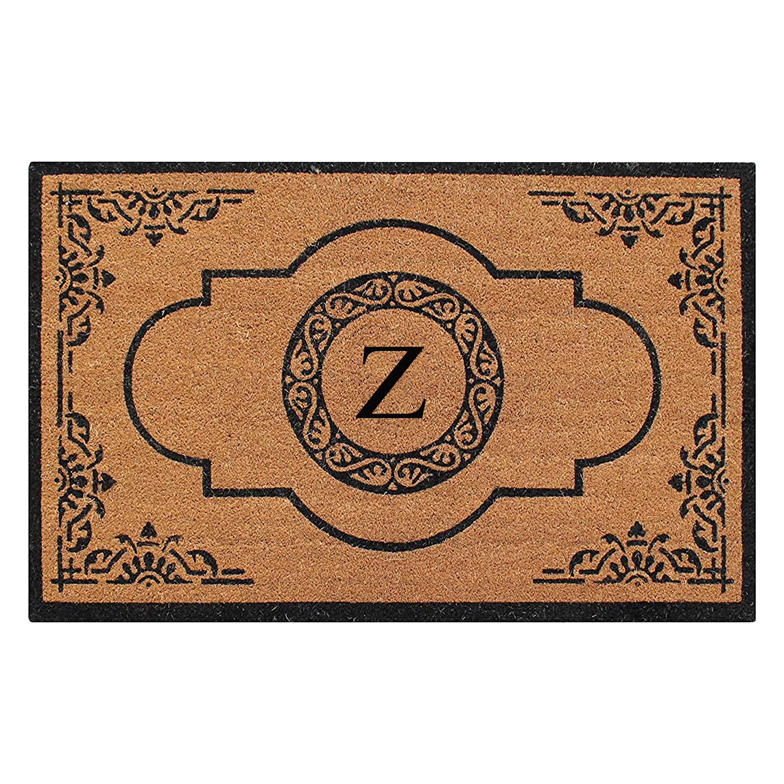 A1HC Personalized Monogram Coir Door Mat – Front Door Mat with Decorative Frame Design, PVC Backing Outdoor Entryway Doormat