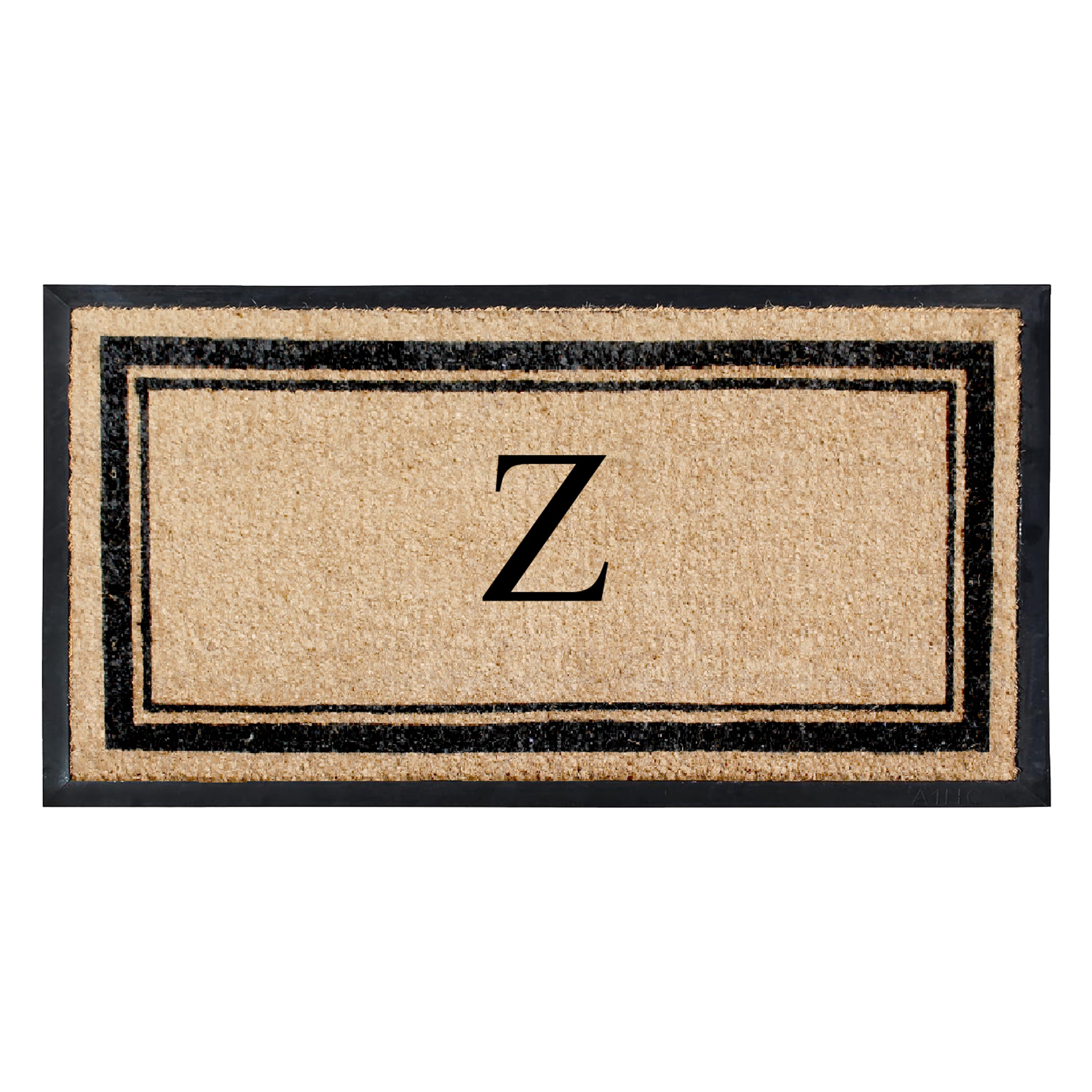 A1HC Luxury Monogrammed Natural Coir Doormat with Heavy-Duty Rubber Border