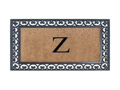 A1HC Natural Rubber & Coir 30x48, Monogrammed Doormat For Outdoor Entrance, Anti-Shed Treated Mat