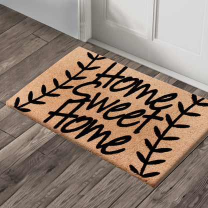 A1HC Natural Coir Flocked Door mat with Heavy Duty Non-Slip PVC Backing, Low-Profile Durable Doormat