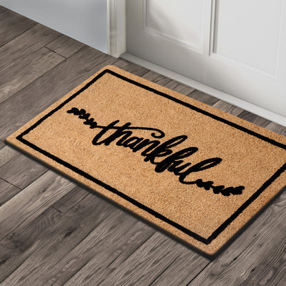 A1HC Natural Coir Flocked Door mat with Heavy Duty Non-Slip PVC Backing, Low-Profile Durable Doormat