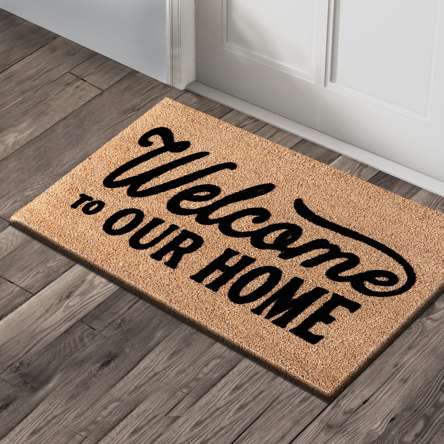 A1HC Natural Coir Flocked Door mat with Heavy Duty Non-Slip PVC Backing, Low-Profile Durable Doormat