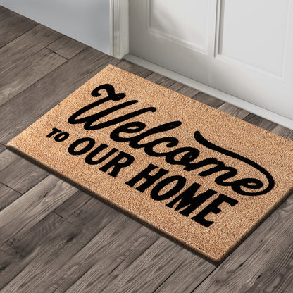 A1HC Natural Coir Flocked Door mat with Heavy Duty Non-Slip PVC Backing, Low-Profile Durable Doormat