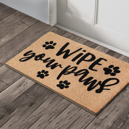 A1HC Natural Coir Flocked Door mat with Heavy Duty Non-Slip PVC Backing, Low-Profile Durable Doormat