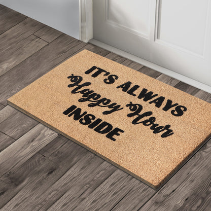 A1HC Natural Coir Flocked Door mat with Heavy Duty Non-Slip PVC Backing, Low-Profile Durable Doormat