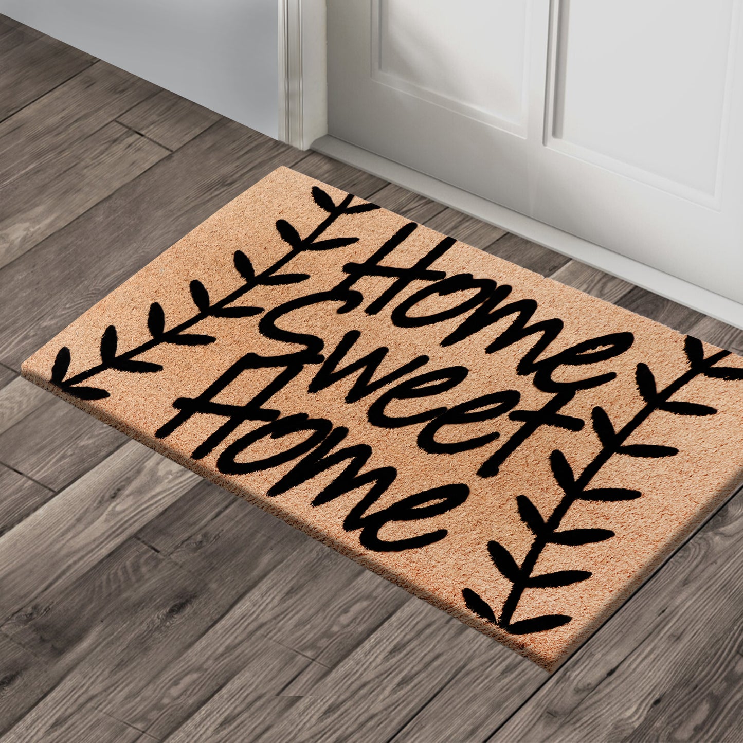 A1HC Natural Coir Flocked Door mat with Heavy Duty Non-Slip PVC Backing, Low-Profile Durable Doormat
