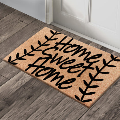 A1HC Natural Coir Flocked Door mat with Heavy Duty Non-Slip PVC Backing, Low-Profile Durable Doormat