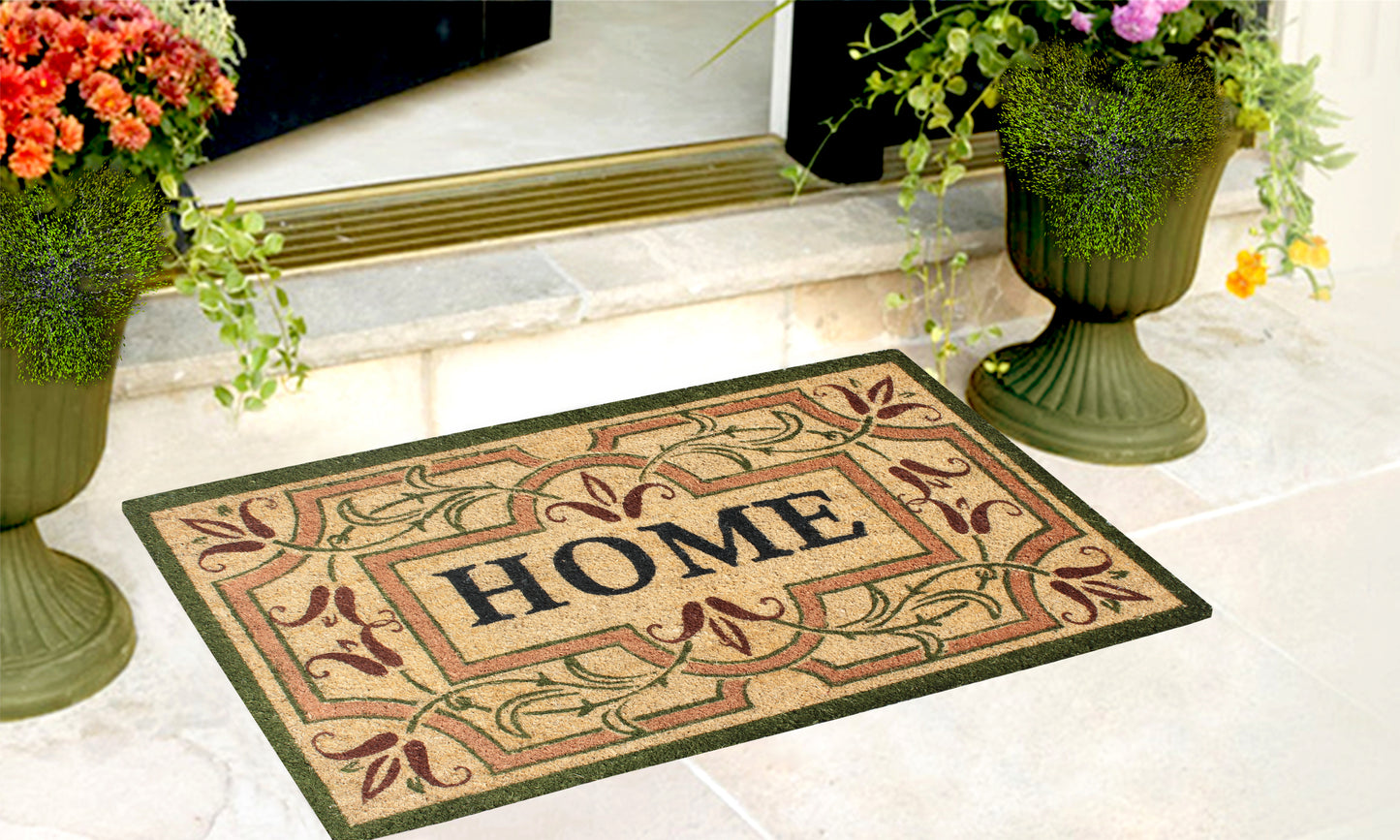 A1HC First Impression Engineered Anti-shred Bleach Coir 24-inch x 36-inch 'Home' Handcrafted Doormat - A1HCSHOP