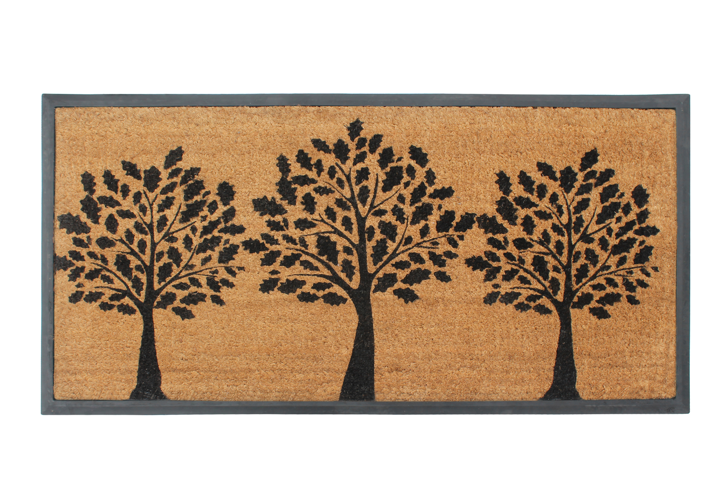 Black Welcome Three Trees Monogrammed Doormats