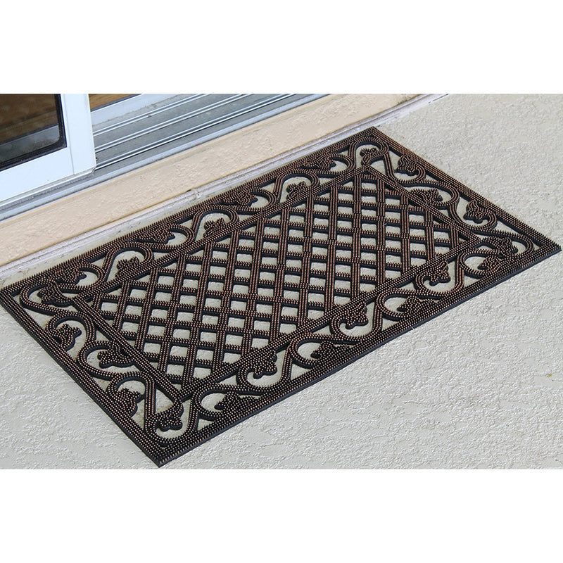 A1HC First Impression Artistic Border 18 In. X 30 In. Indoor/Outdoor Rubber Pin Mat with Beautiful Hand Bronze Finish - A1HCSHOP